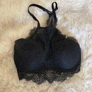 PINK high neck Black Lace Bralette